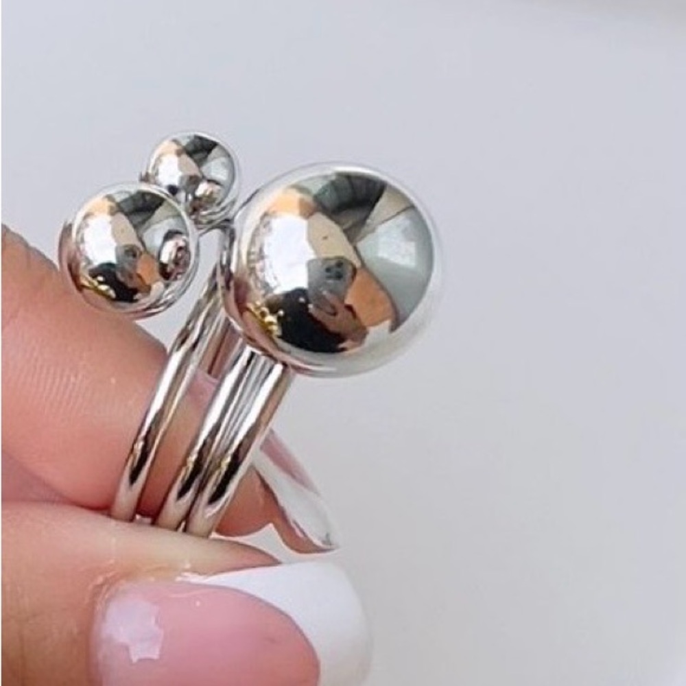 Silver Tone Adjustable Rhodium Ring